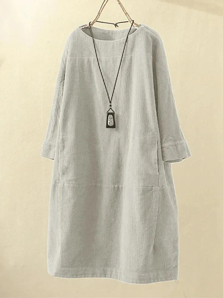 Corduroy Retro Casual Women's Mini Dress