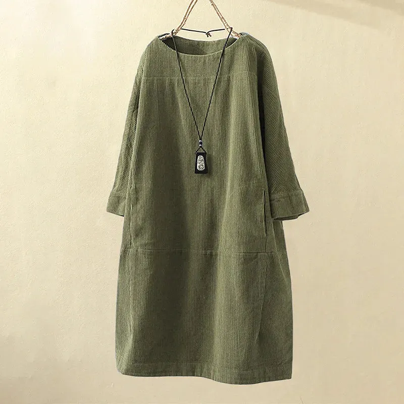 Corduroy Retro Casual Women's Mini Dress
