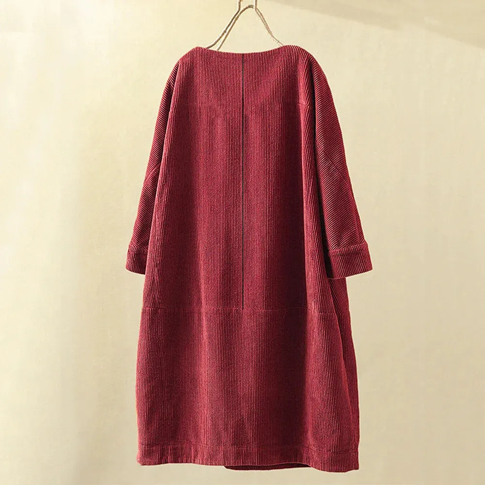 Corduroy Retro Casual Women's Mini Dress