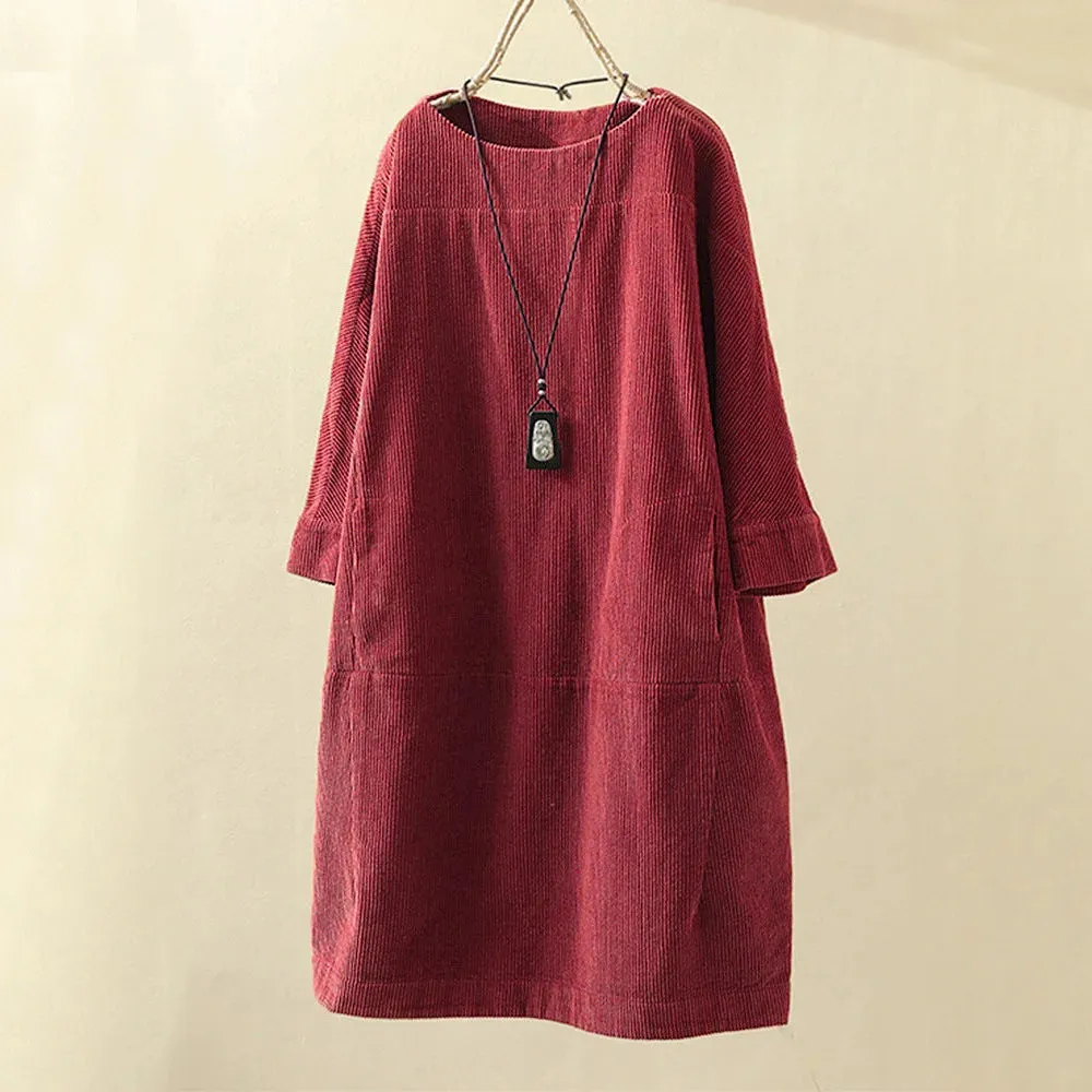 Corduroy Retro Casual Women's Mini Dress
