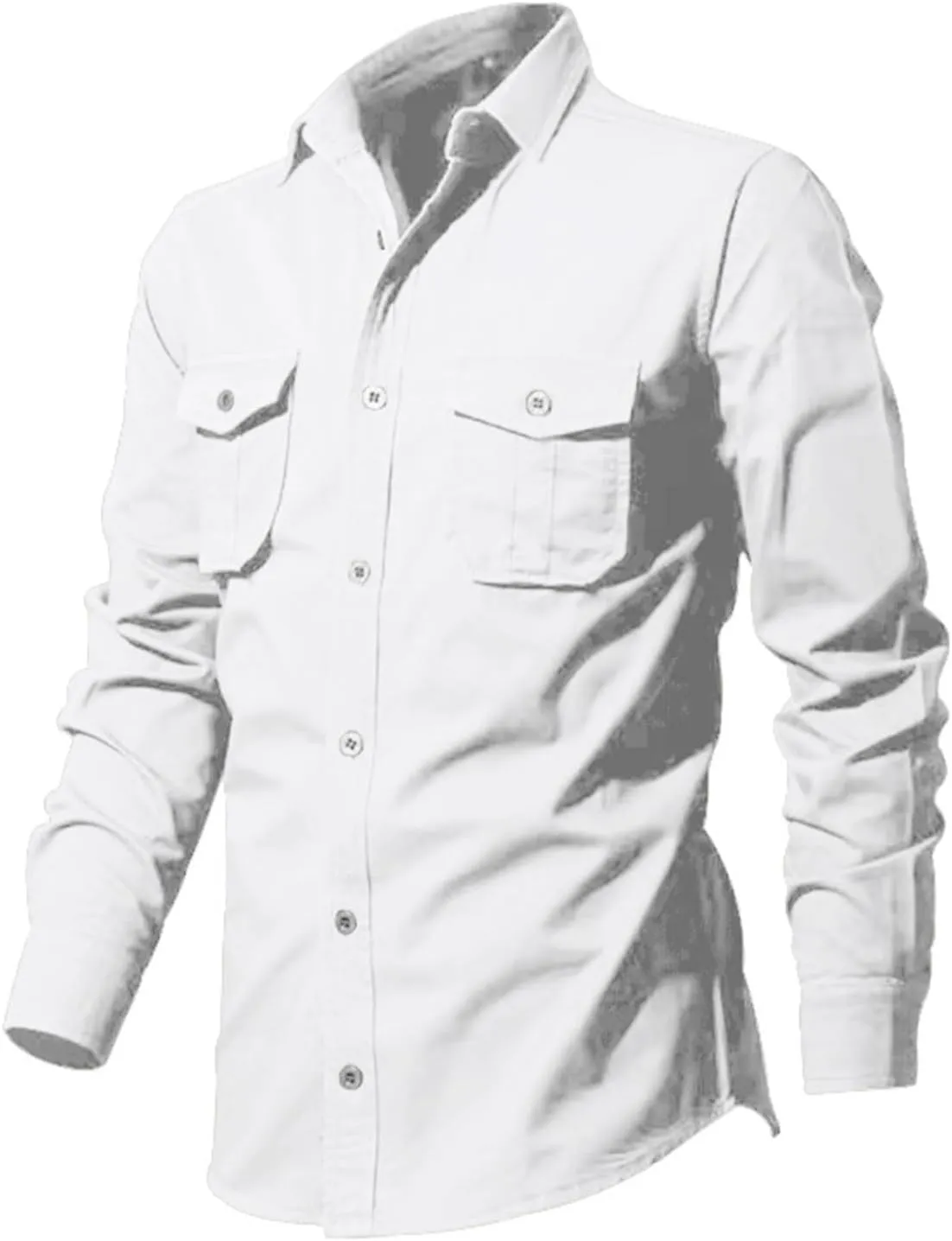 Cotton Flannel Shirt for Men, Casual Washed Shirt, Classic Western Shirt Snap Work Shirt Regular-Fit Woven Shirt