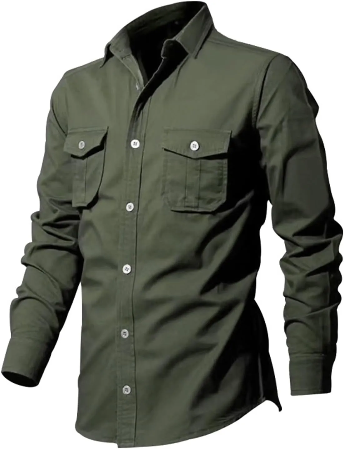 Cotton Flannel Shirt for Men, Casual Washed Shirt, Classic Western Shirt Snap Work Shirt Regular-Fit Woven Shirt