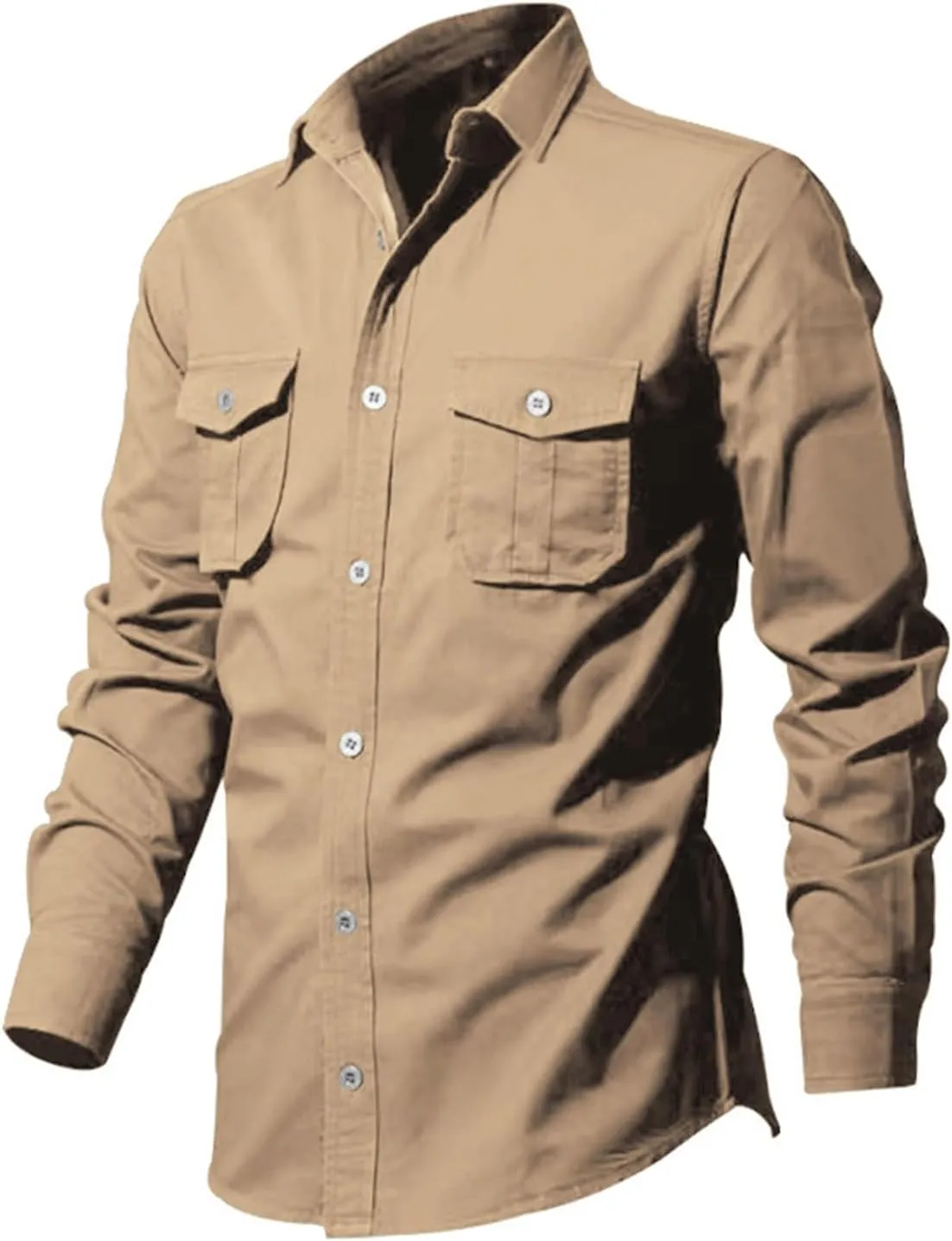 Cotton Flannel Shirt for Men, Casual Washed Shirt, Classic Western Shirt Snap Work Shirt Regular-Fit Woven Shirt