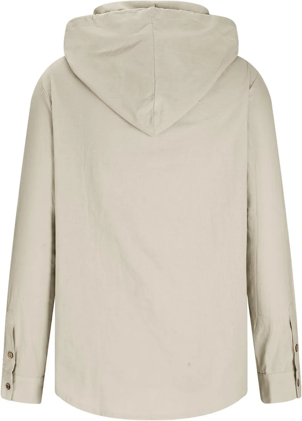 Cotton Linen Hoodie for Men Drawstring Hooded Button Down Beach Hippie Shirt Long Sleeve Button Spring Summer Shirts