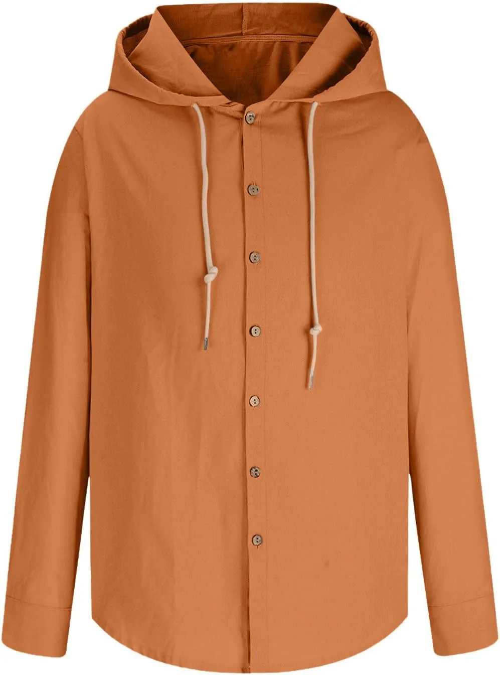 Cotton Linen Hoodie for Men Drawstring Hooded Button Down Beach Hippie Shirt Long Sleeve Button Spring Summer Shirts