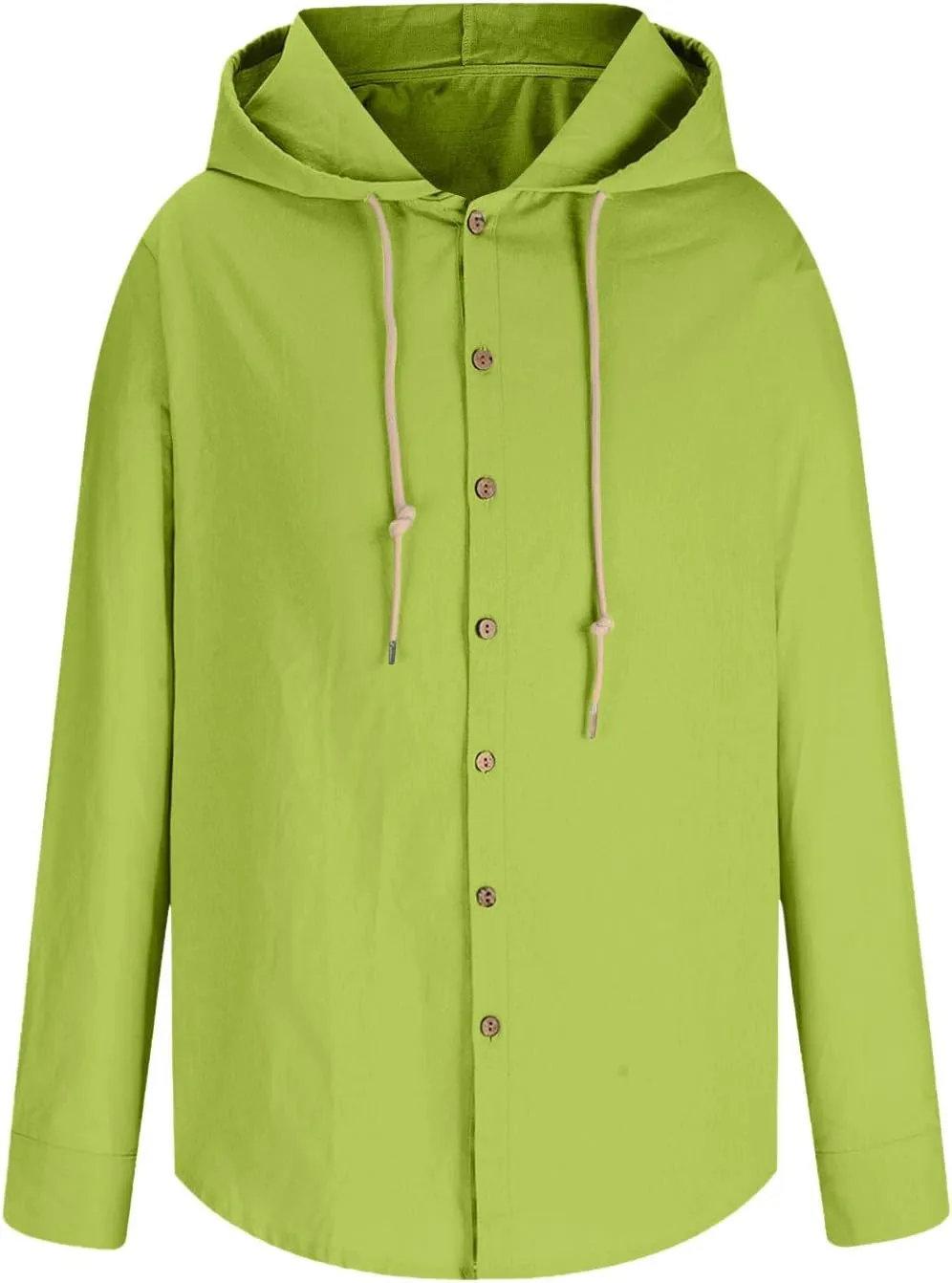 Cotton Linen Hoodie for Men Drawstring Hooded Button Down Beach Hippie Shirt Long Sleeve Button Spring Summer Shirts