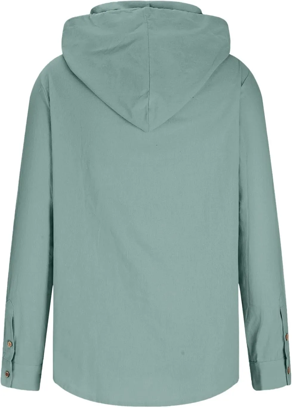 Cotton Linen Hoodie for Men Drawstring Hooded Button Down Beach Hippie Shirt Long Sleeve Button Spring Summer Shirts