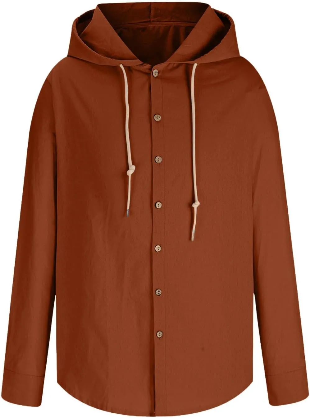 Cotton Linen Hoodie for Men Drawstring Hooded Button Down Beach Hippie Shirt Long Sleeve Button Spring Summer Shirts