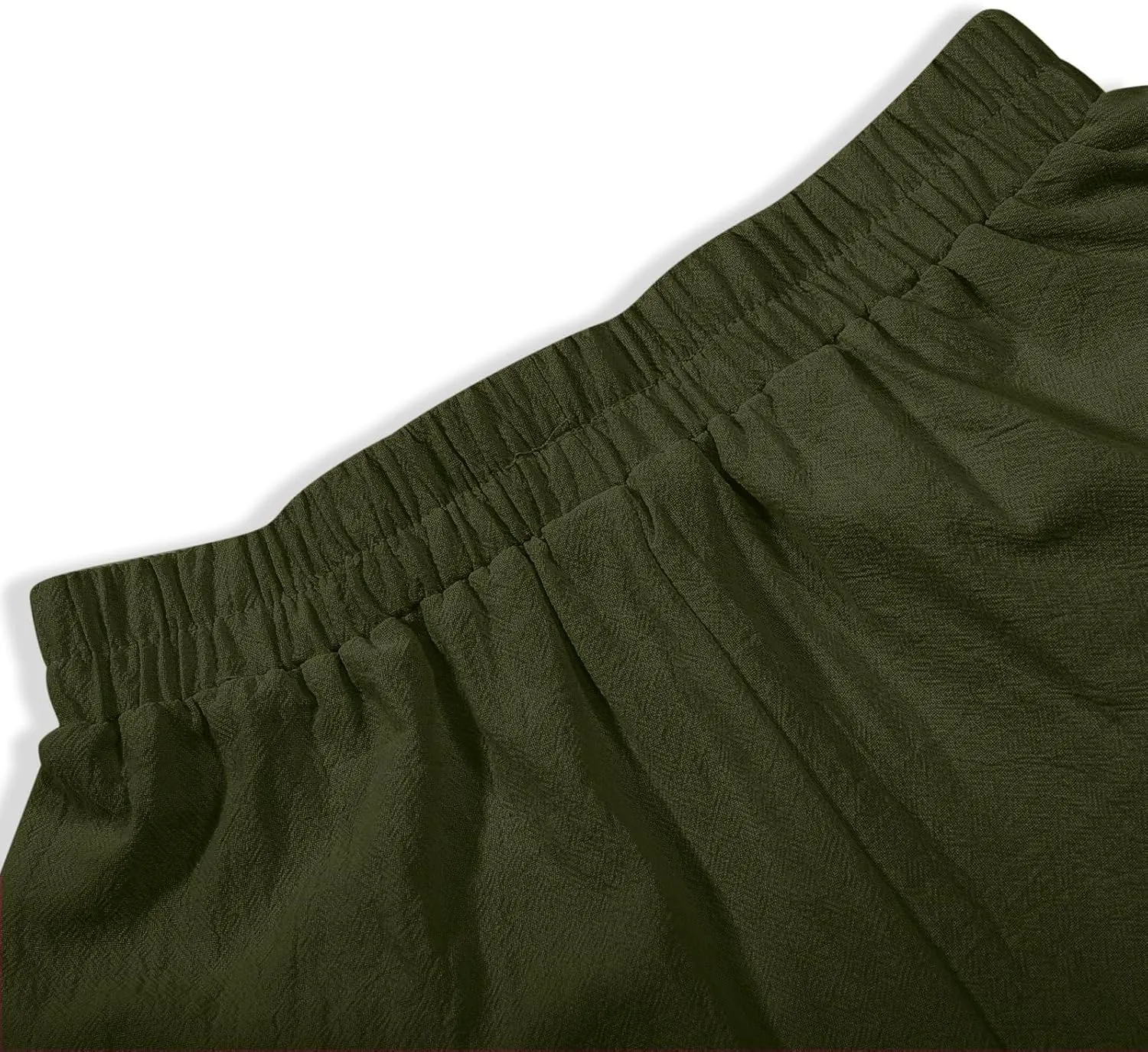 Cotton Linen Pants Women Wide Straight Leg High Rise Pull On Elastic Waisted Trousers with Pockets Loose Fit Vaction Pants