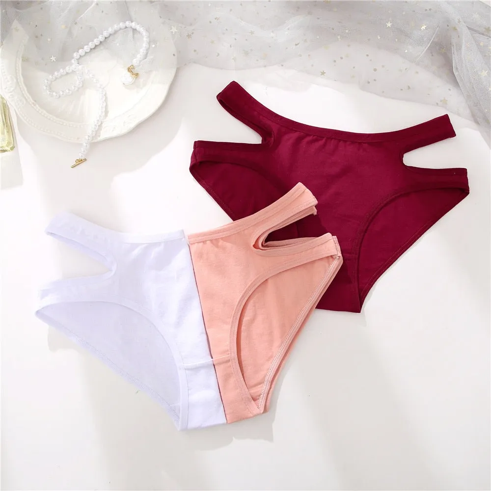 Cotton Mix Panties Waist Cross Design Sexy Underwear Intimates Lingerie Panties Solid Color Briefs Soft Panty