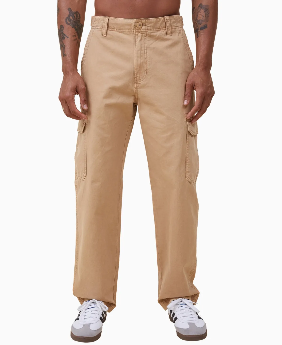 Cotton On Mens Vintage Twill Cargo Pants Beige 34 x 32