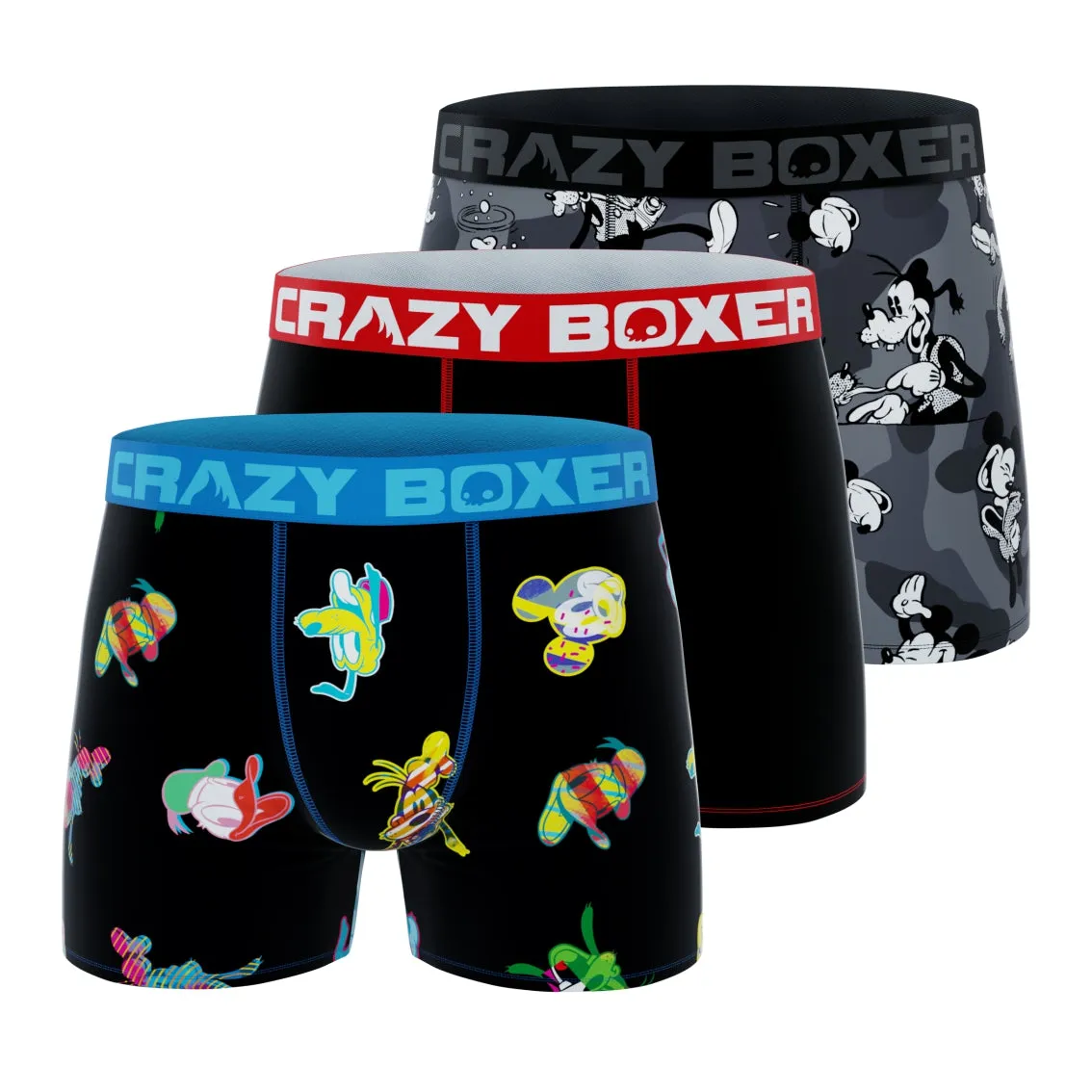 CRAZYBOXER Disney Classic Black Men's Boxer Briefs  (3 Pack)