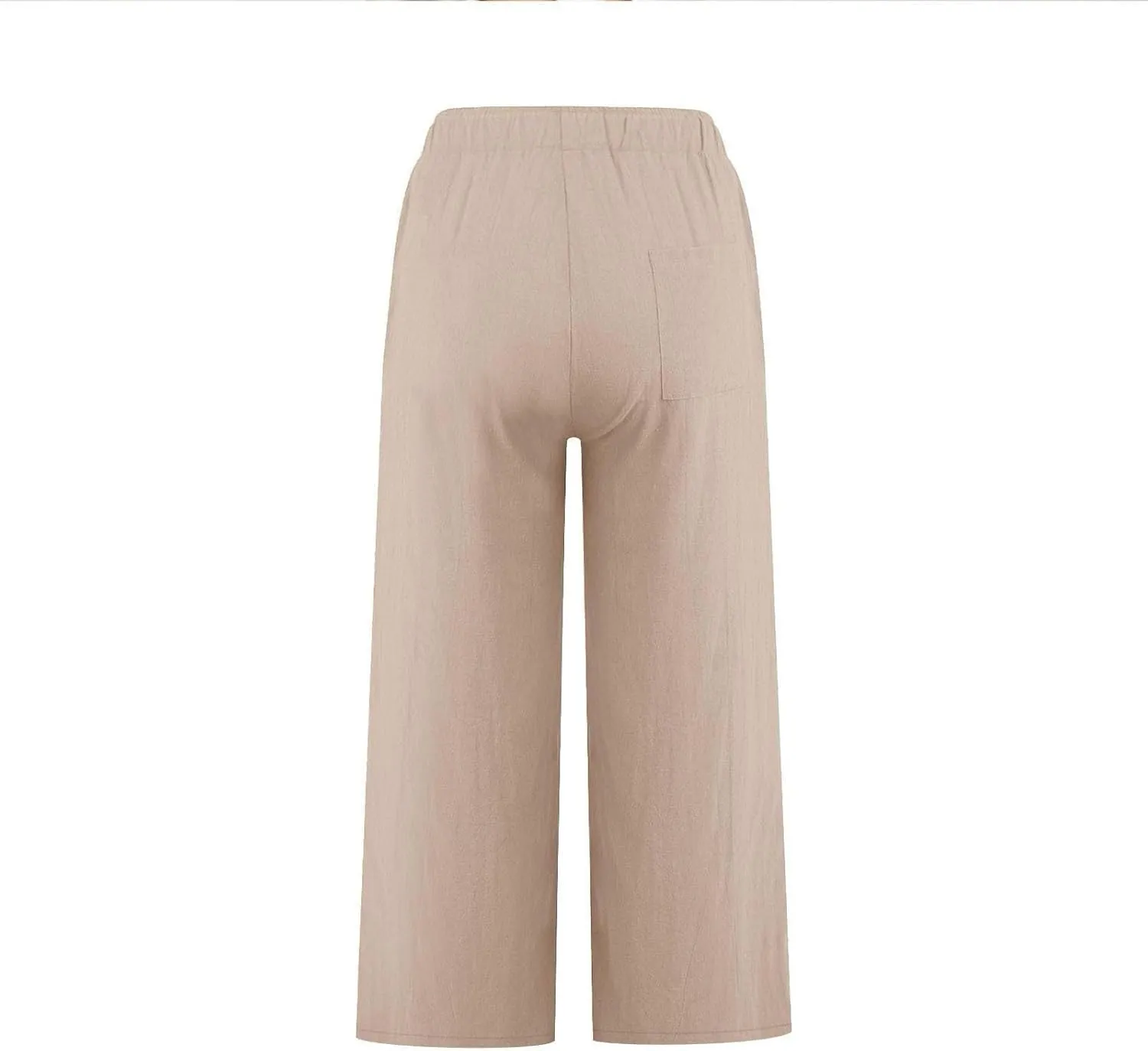 Cropped Linen Pants Women Casual High Waisted Wide Leg Lounge Pant 2025 Loose Lightweight Cotton Capris with Pockets