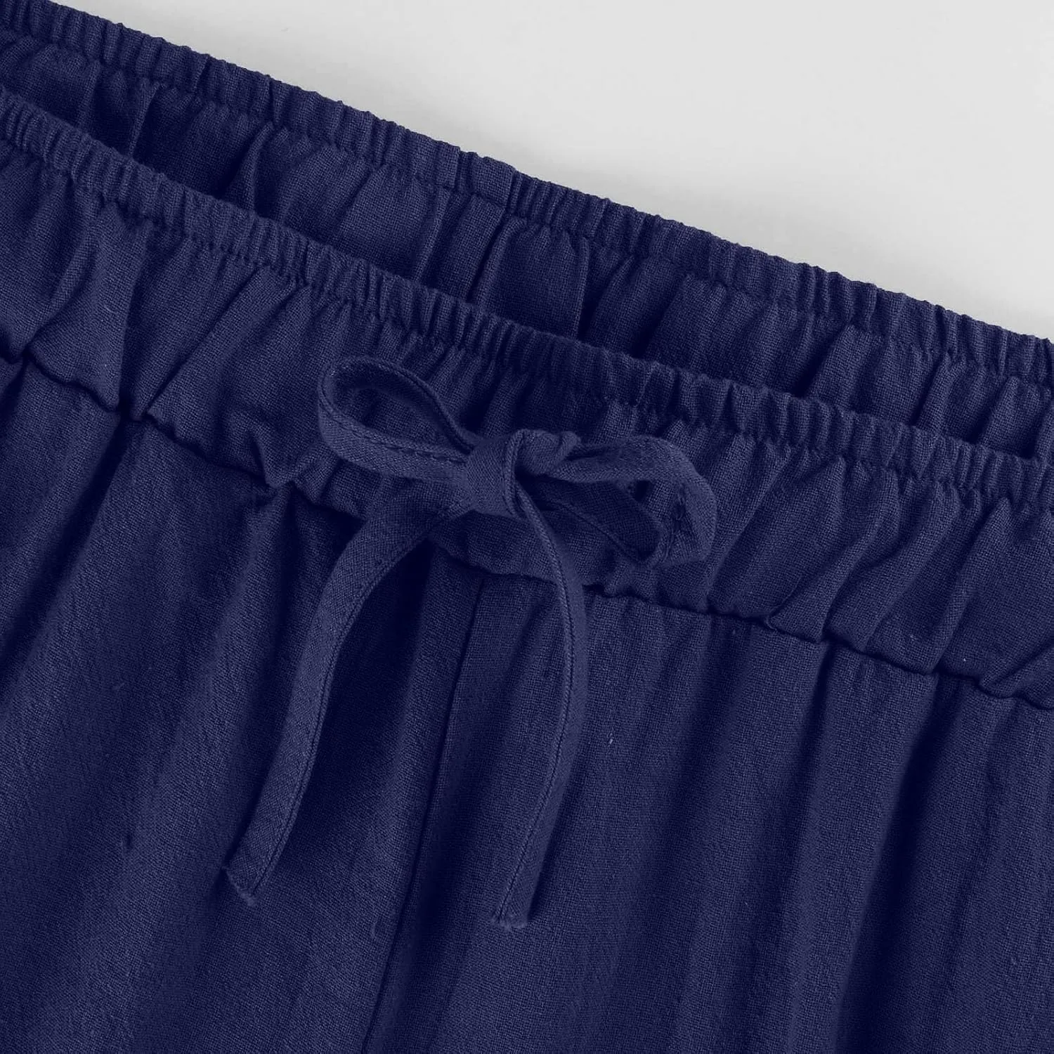 Cropped Linen Pants Women Casual High Waisted Wide Leg Lounge Pant 2025 Loose Lightweight Cotton Capris with Pockets