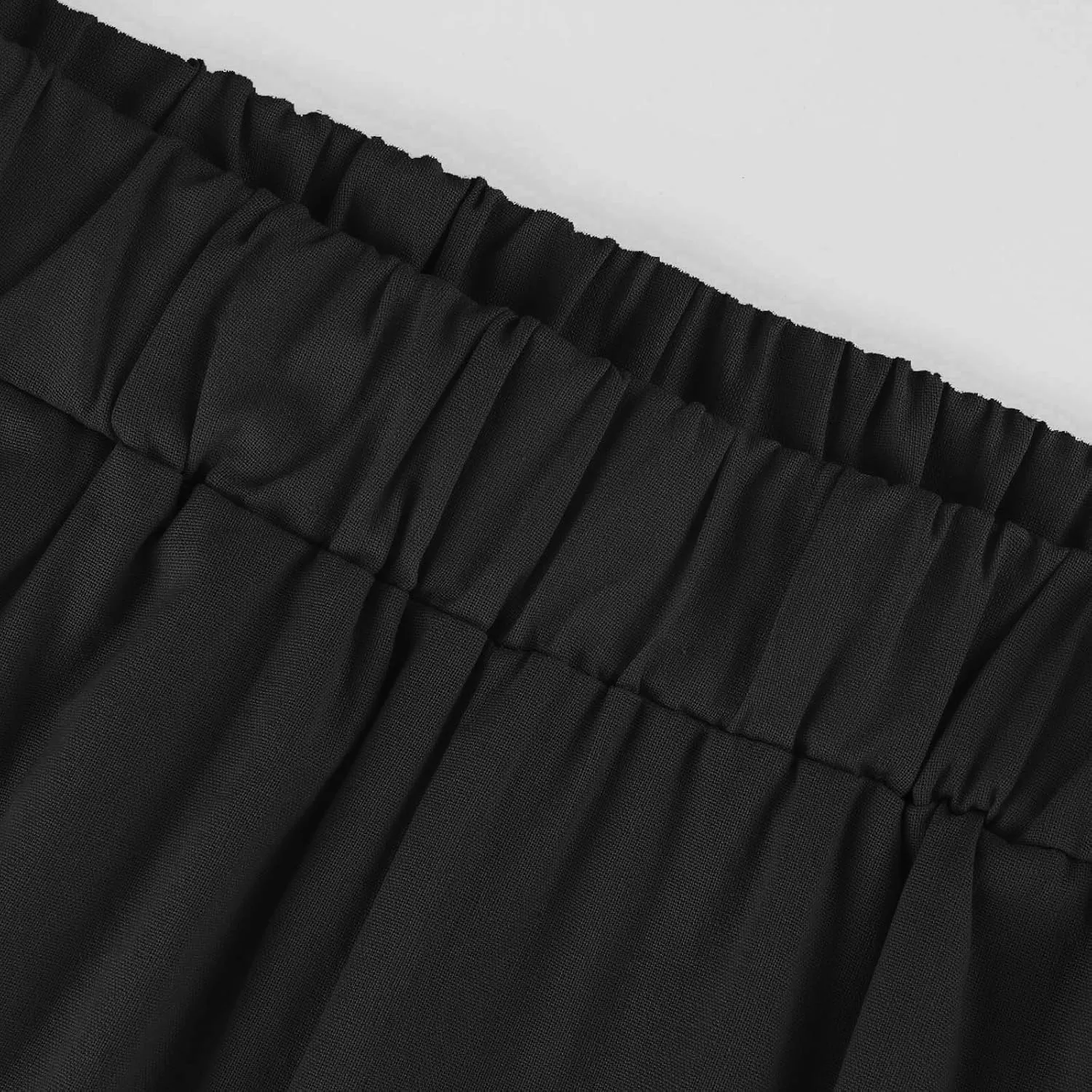 Cropped Linen Pants Women Summer Plus Size Straight Leg Crop Pants Elastic Waist Casual Beach Trousers with Pockets