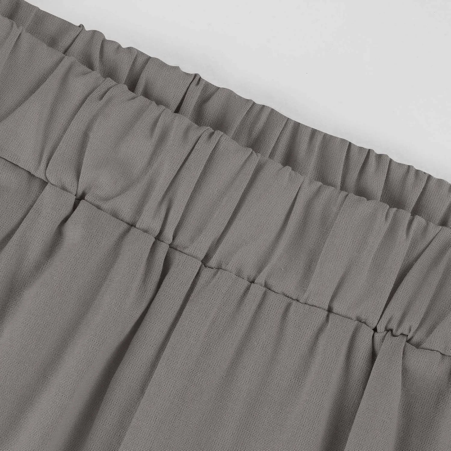 Cropped Linen Pants Women Summer Plus Size Straight Leg Crop Pants Elastic Waist Casual Beach Trousers with Pockets