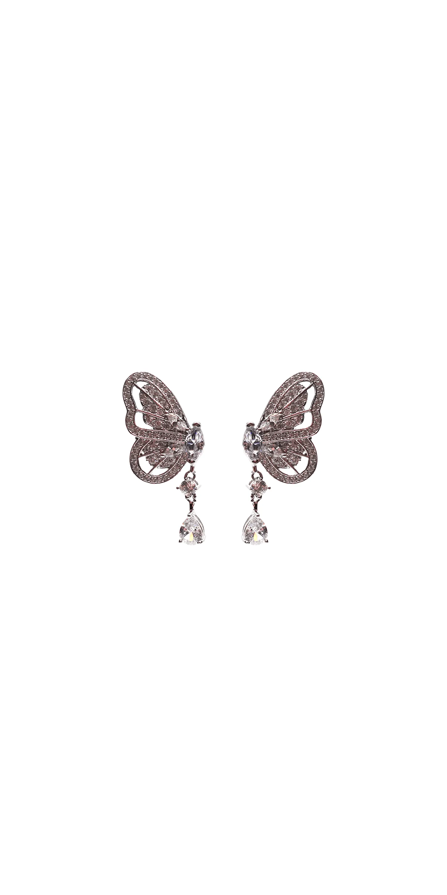 Cubic Zirconia Butterfly Drop Earrings