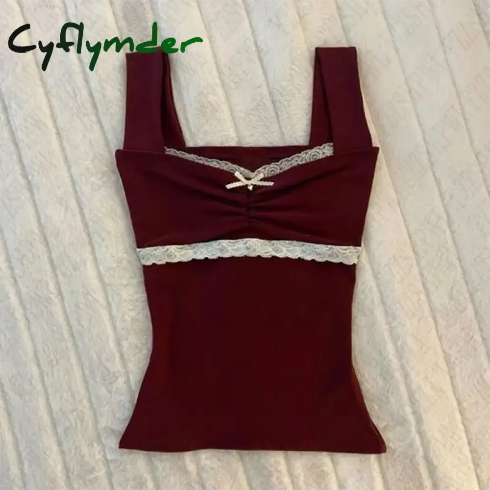 Cyflymder Harajuku Retro Gothic Y2K Emo Girls Camisole Top Sexy Slim Chic Fashion Aesthetic Women's Crop Tops Punk Hip Hop Rock Streetwear