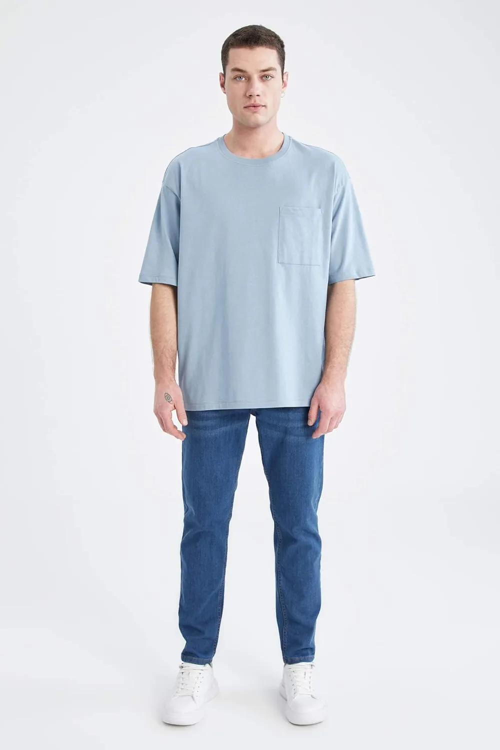 DeFacto Young Men Short Sleeve Crew Neck Oversized Tshirts 100% Cotton – Young Men Oversized Crew Neck T-Shirts