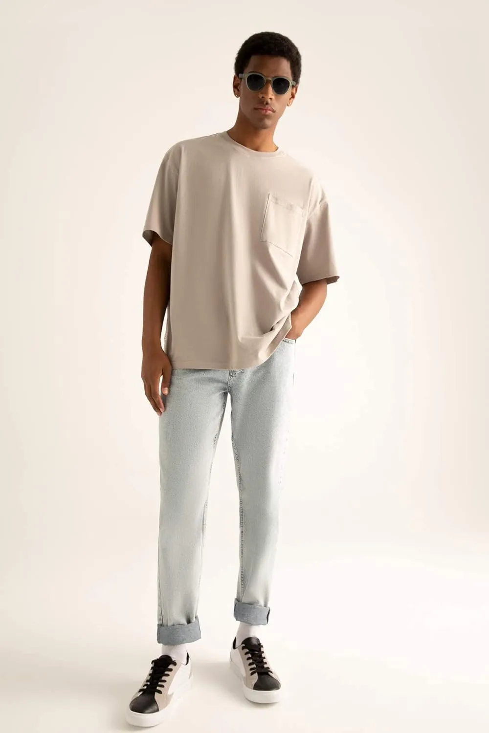 DeFacto Young Men Short Sleeve Crew Neck Oversized Tshirts 100% Cotton – Young Men Oversized Crew Neck T-Shirts