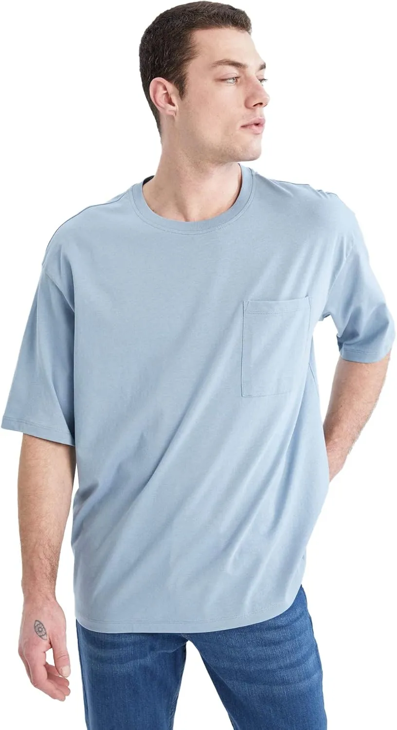 DeFacto Young Men Short Sleeve Crew Neck Oversized Tshirts 100% Cotton – Young Men Oversized Crew Neck T-Shirts