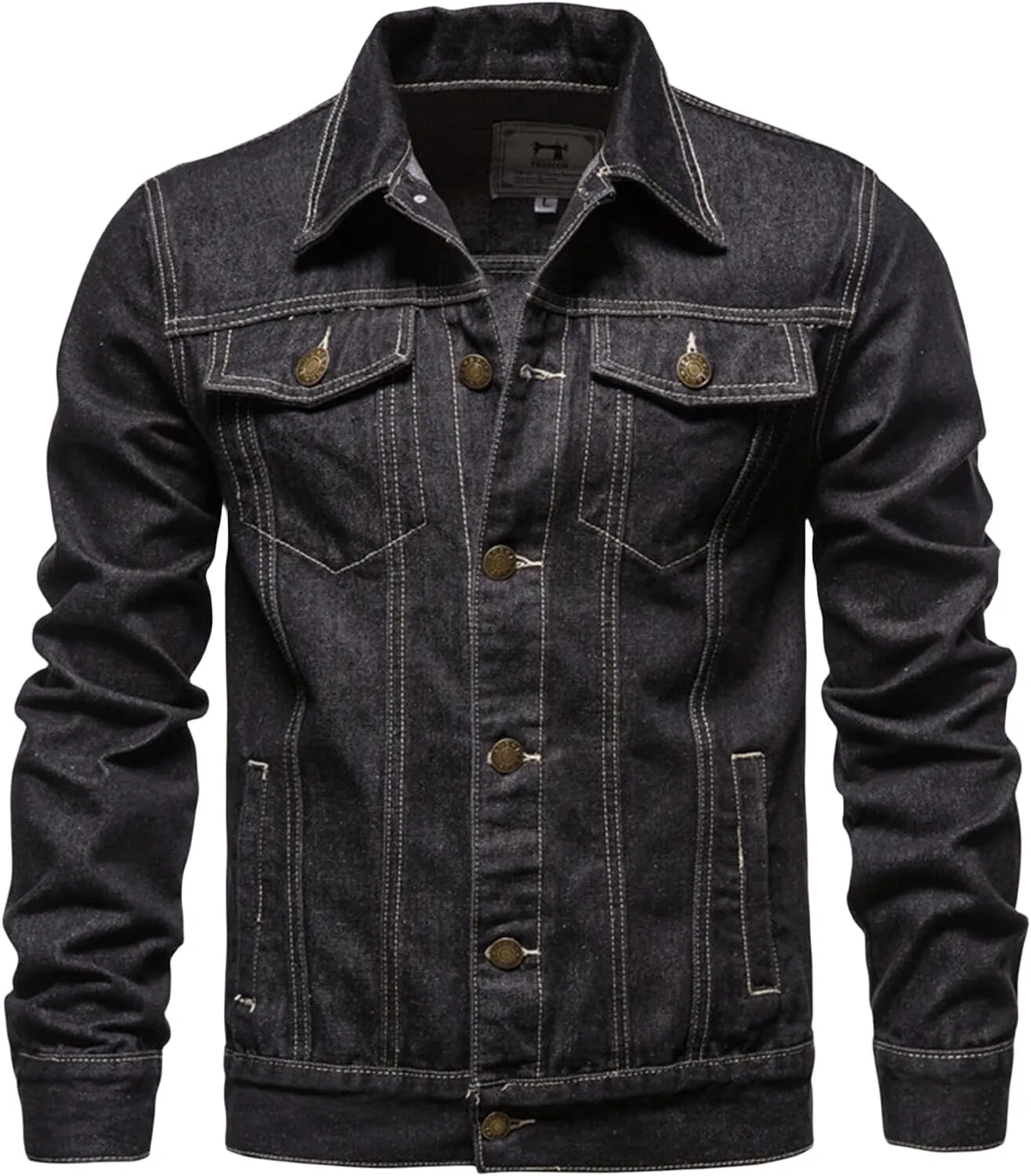 Denim Jacket Men Trucker Jean Jackets Cropped Coat Long Sleeve Shirts Button Down Outerwear Trendy Fall Tops Coats