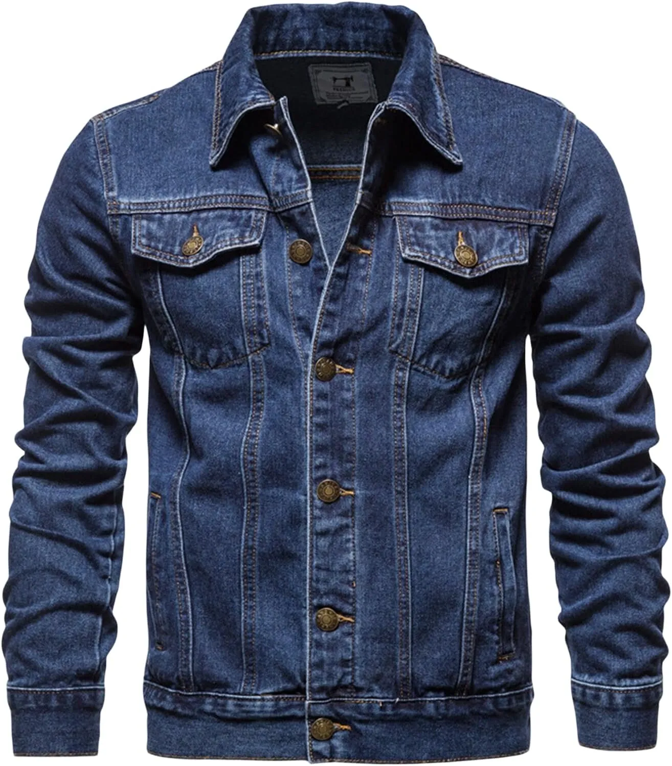Denim Jacket Men Trucker Jean Jackets Cropped Coat Long Sleeve Shirts Button Down Outerwear Trendy Fall Tops Coats