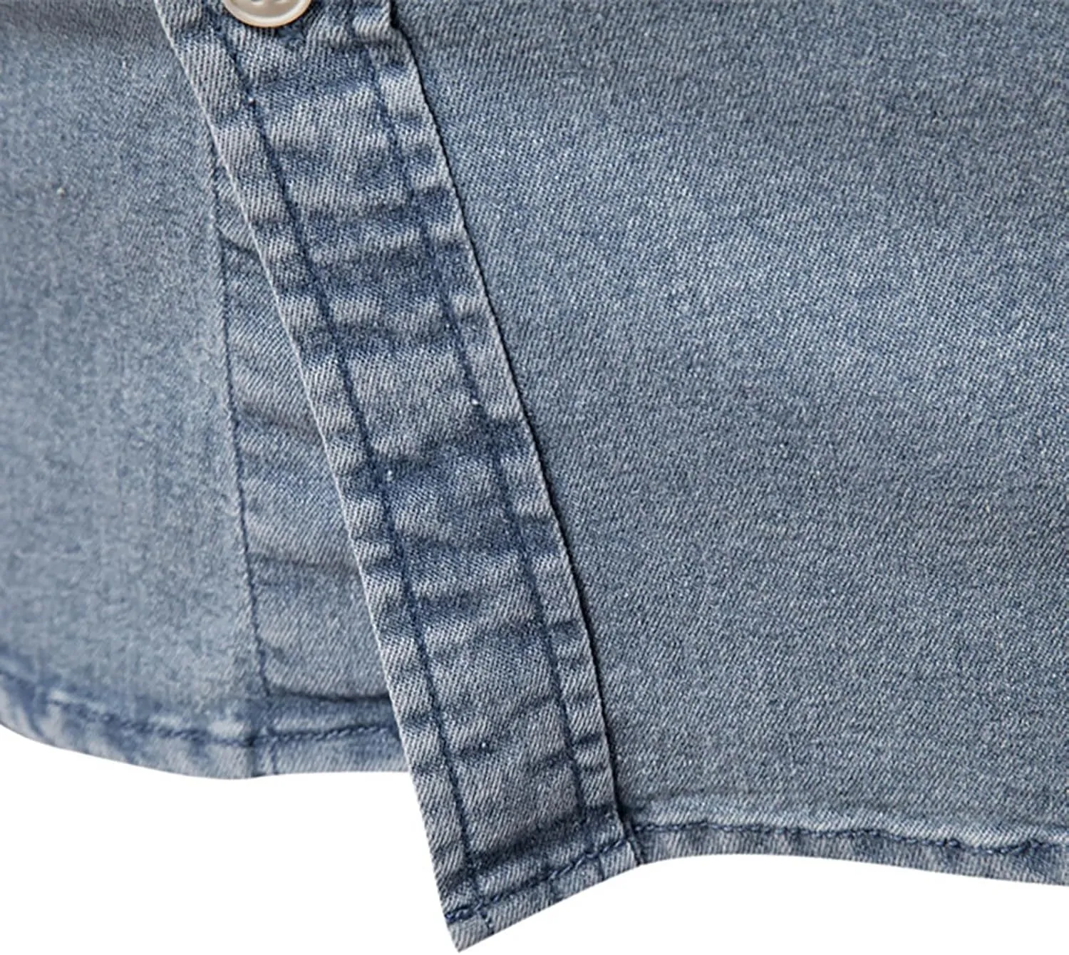 Denim Shirt Men Cotton Short Sleeve Button Down Slim Fit Cowboy Shirts Big and Tall Summer Beach Vacation Cruise Pocket Shirt