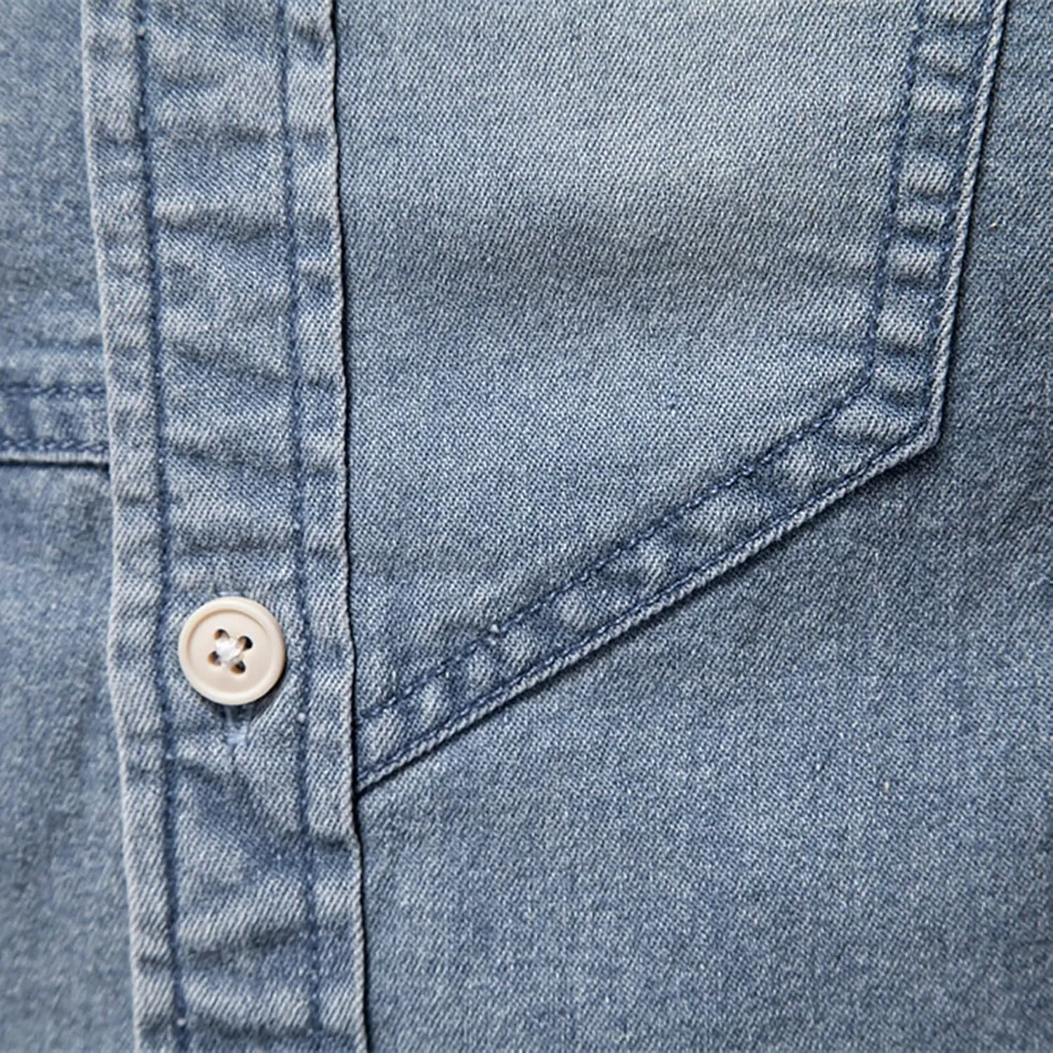 Denim Shirt Men Cotton Short Sleeve Button Down Slim Fit Cowboy Shirts Big and Tall Summer Beach Vacation Cruise Pocket Shirt