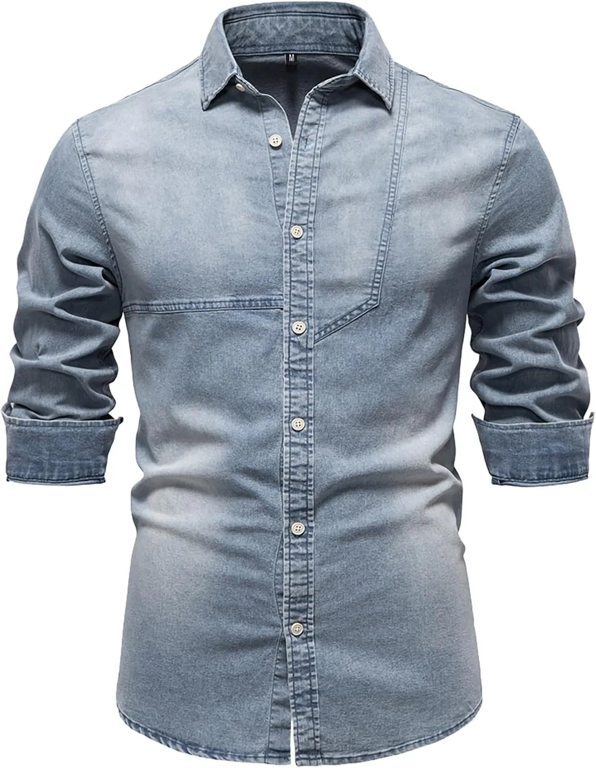 Denim Shirt Men Cotton Short Sleeve Button Down Slim Fit Cowboy Shirts Big and Tall Summer Beach Vacation Cruise Pocket Shirt