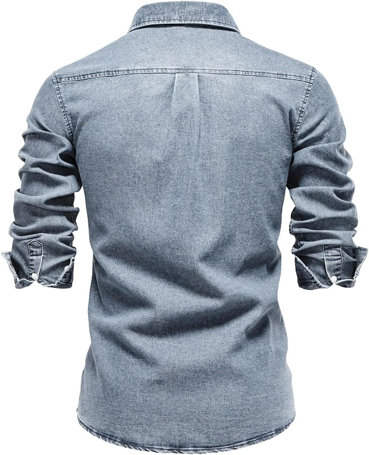 Denim Shirt Men Cotton Short Sleeve Button Down Slim Fit Cowboy Shirts Big and Tall Summer Beach Vacation Cruise Pocket Shirt