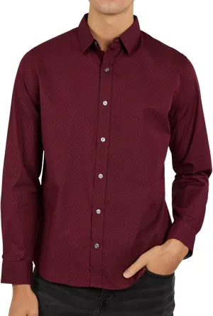 DKNY Men's Long Sleeve Button Down Shirt - Printed Mens Casual Button Up Shirts