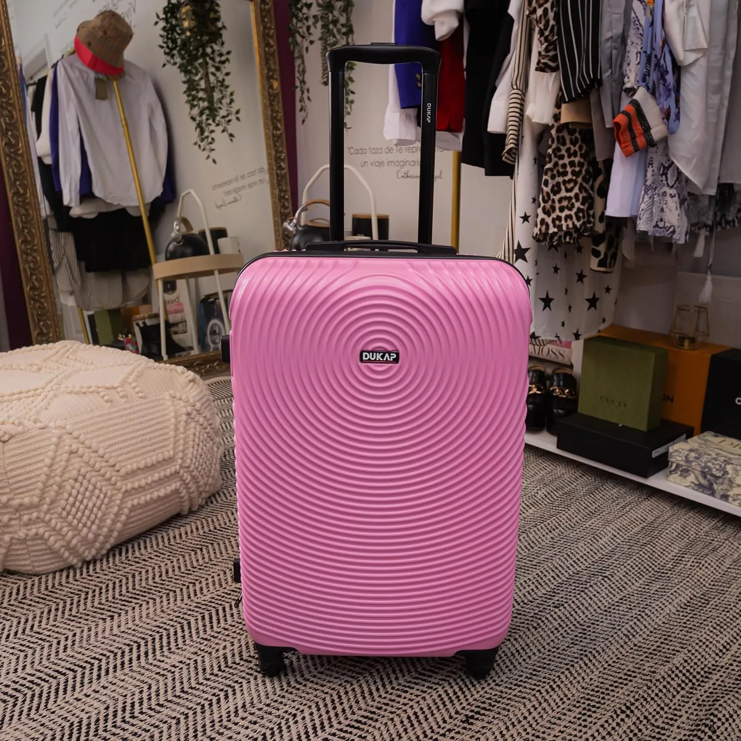 DUKAP INCEPTION Luggage with Spinner Wheels | Durable Lightweight Hardside Suitcase, Travel Bag with Handle and Trolley, 28-Inch Large Checked Luggage | Pink