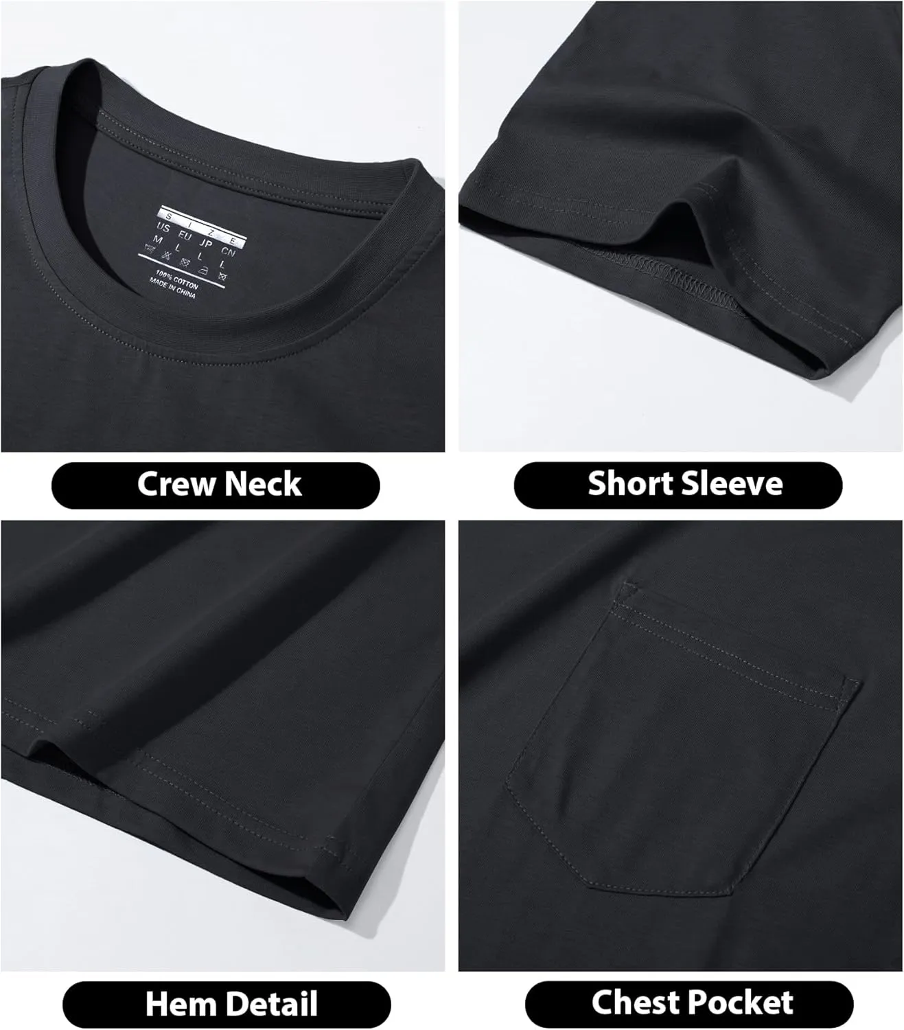 EKLENTSON Men's T-Shirts Short Sleeve Cotton Crew Neck Lightweight Tee Shirts Casual Summer Basic Tops with Pocket