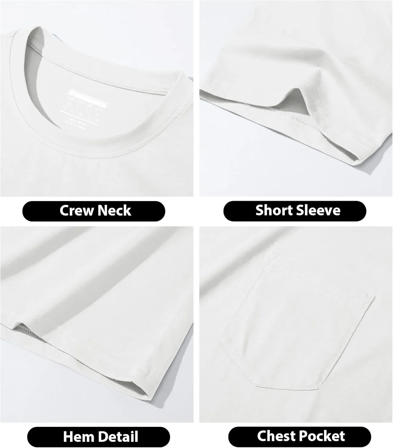 EKLENTSON Men's T-Shirts Short Sleeve Cotton Crew Neck Lightweight Tee Shirts Casual Summer Basic Tops with Pocket