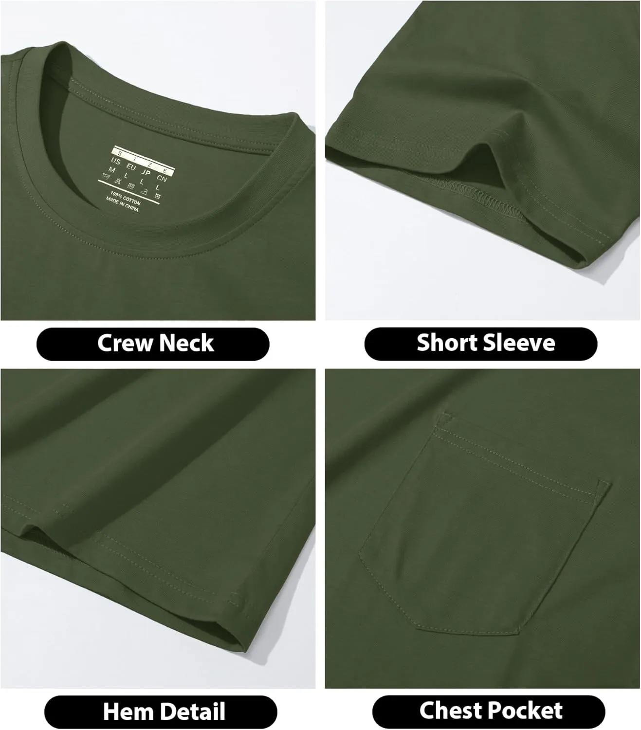 EKLENTSON Men's T-Shirts Short Sleeve Cotton Crew Neck Lightweight Tee Shirts Casual Summer Basic Tops with Pocket