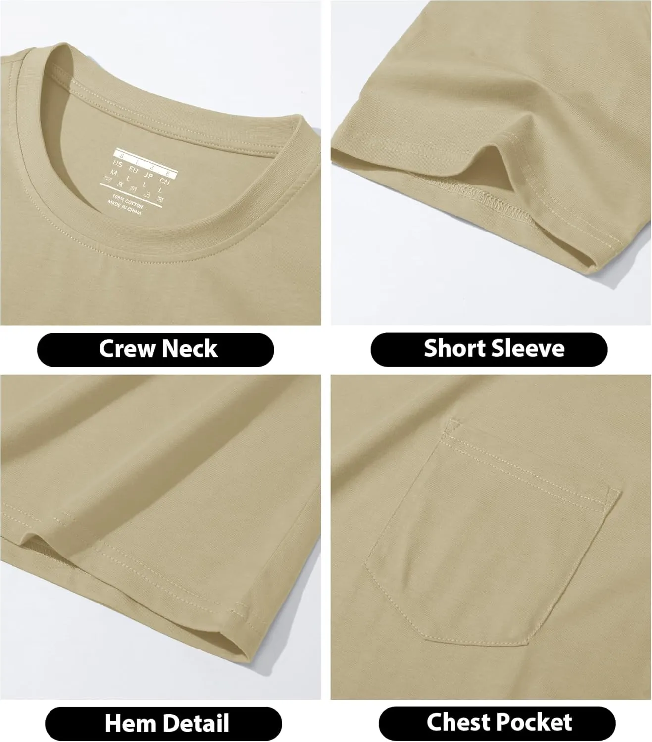 EKLENTSON Men's T-Shirts Short Sleeve Cotton Crew Neck Lightweight Tee Shirts Casual Summer Basic Tops with Pocket