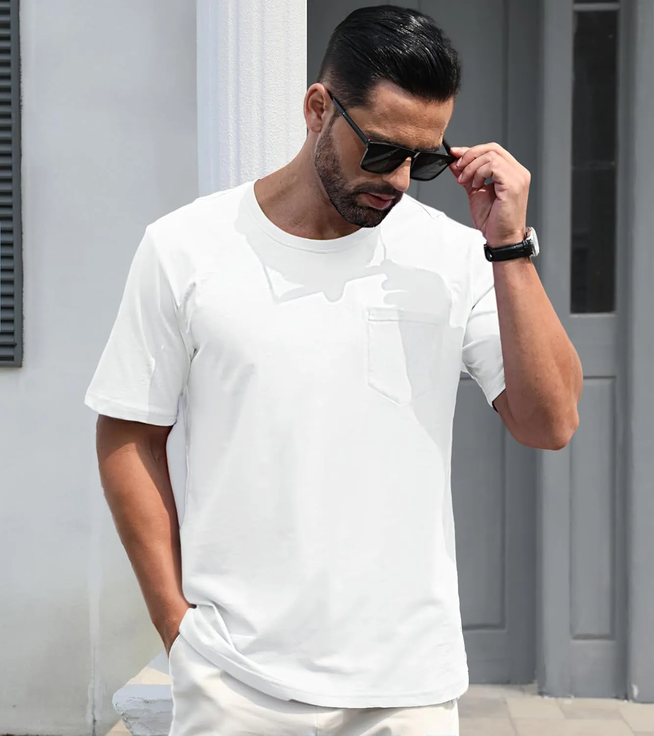 EKLENTSON Men's T-Shirts Short Sleeve Cotton Crew Neck Lightweight Tee Shirts Casual Summer Basic Tops with Pocket