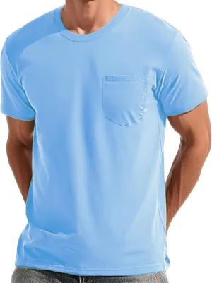 EKLENTSON Men's T-Shirts Short Sleeve Cotton Crew Neck Lightweight Tee Shirts Casual Summer Basic Tops with Pocket