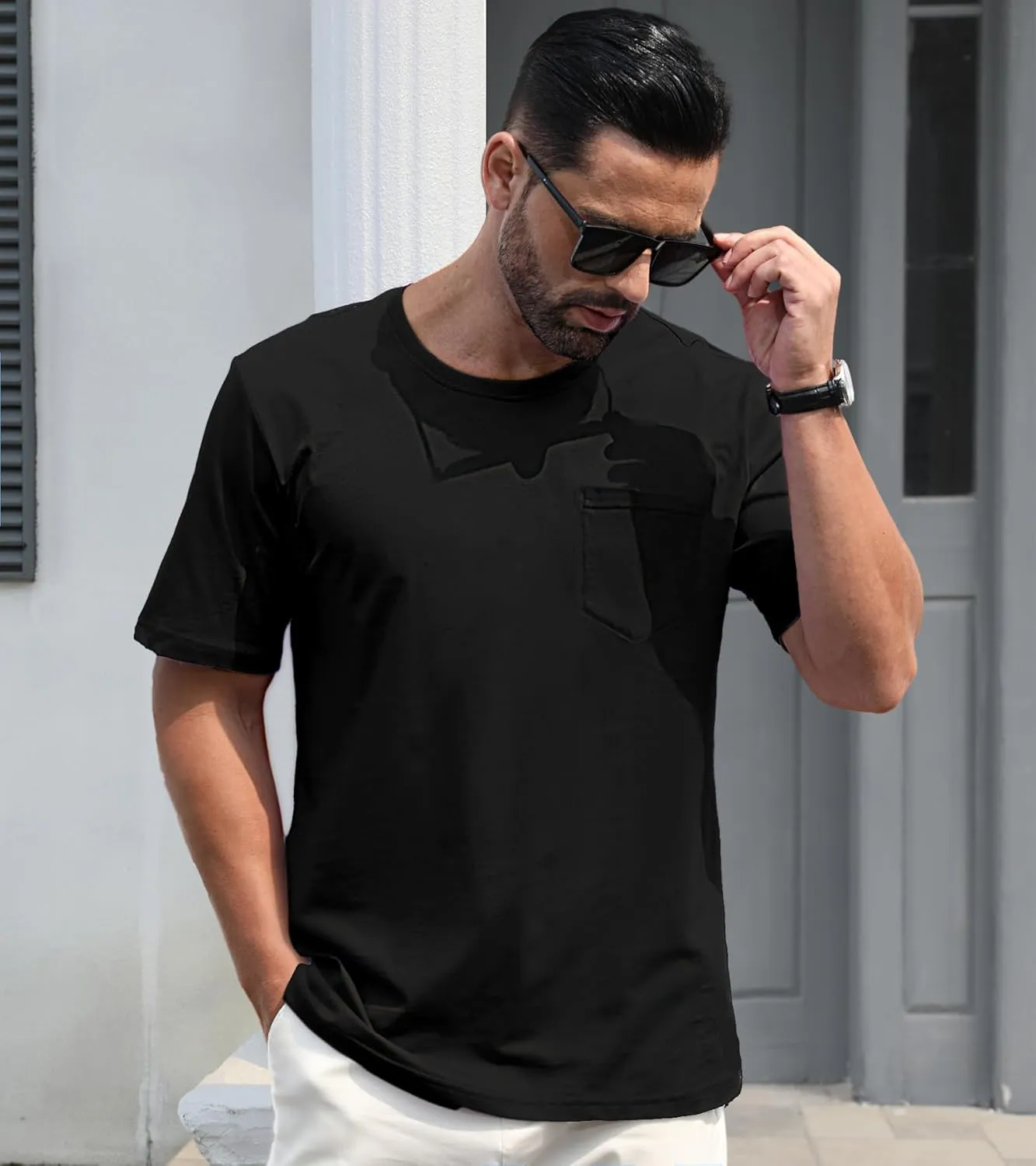 EKLENTSON Men's T-Shirts Short Sleeve Cotton Crew Neck Lightweight Tee Shirts Casual Summer Basic Tops with Pocket