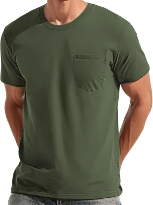 EKLENTSON Men's T-Shirts Short Sleeve Cotton Crew Neck Lightweight Tee Shirts Casual Summer Basic Tops with Pocket