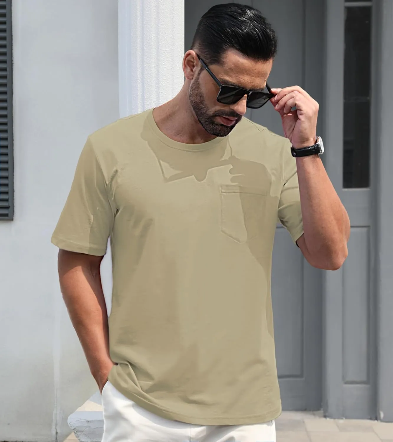 EKLENTSON Men's T-Shirts Short Sleeve Cotton Crew Neck Lightweight Tee Shirts Casual Summer Basic Tops with Pocket