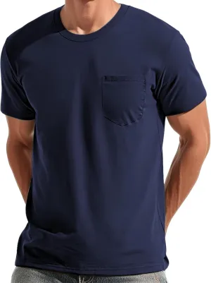 EKLENTSON Men's T-Shirts Short Sleeve Cotton Crew Neck Lightweight Tee Shirts Casual Summer Basic Tops with Pocket