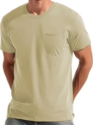 EKLENTSON Men's T-Shirts Short Sleeve Cotton Crew Neck Lightweight Tee Shirts Casual Summer Basic Tops with Pocket