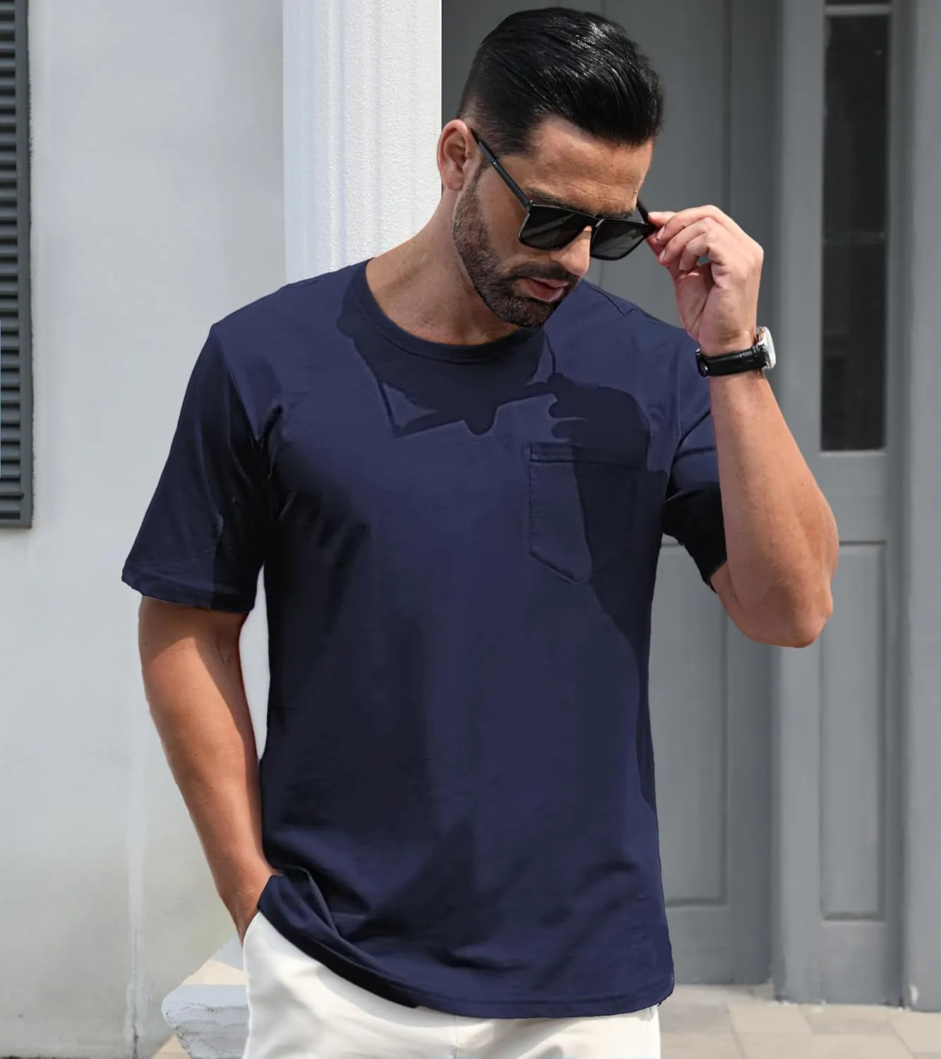 EKLENTSON Men's T-Shirts Short Sleeve Cotton Crew Neck Lightweight Tee Shirts Casual Summer Basic Tops with Pocket