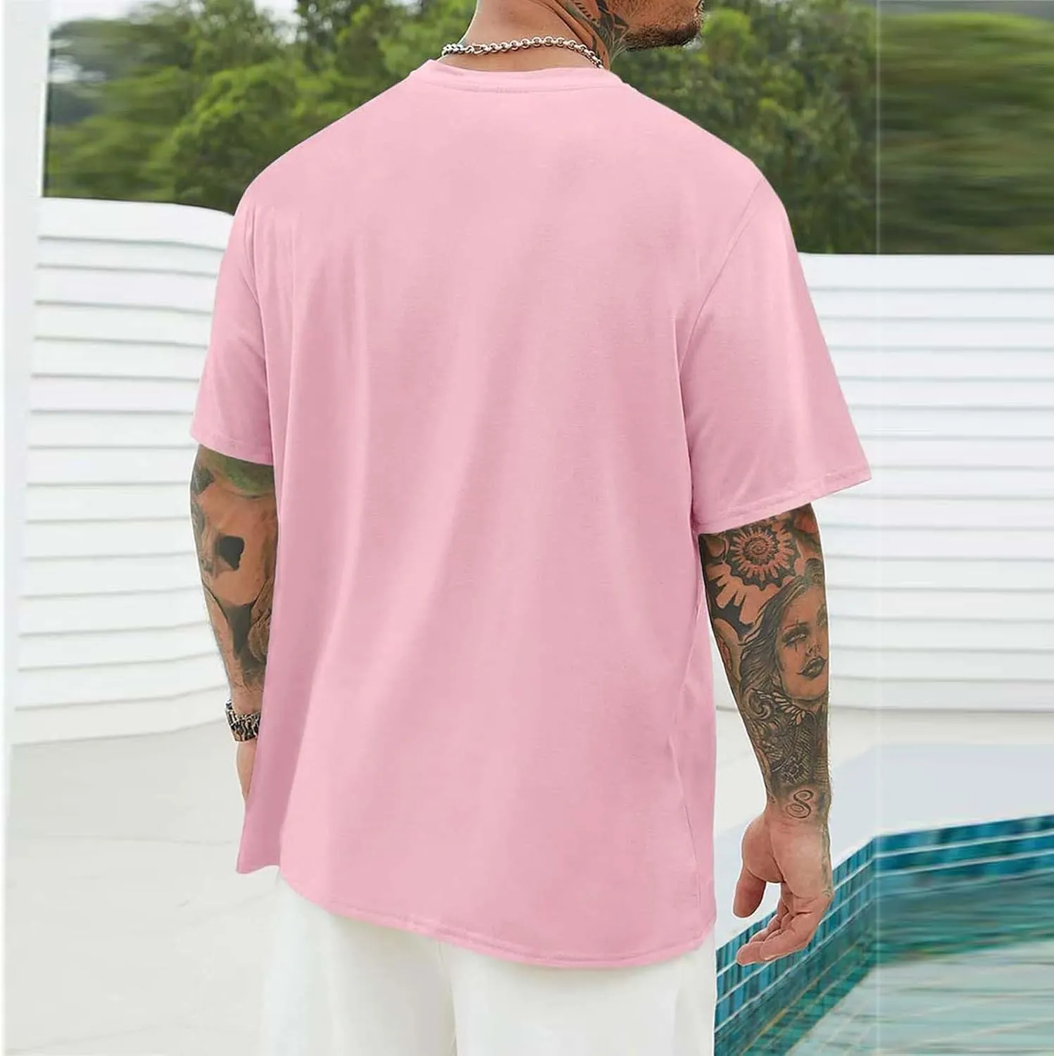 Finelylove T Shirts for Man Palm Tree Printed Graphic Tees Casual Summer Hawaiian Beach Tops Short Sleeve Crewneck Shirts