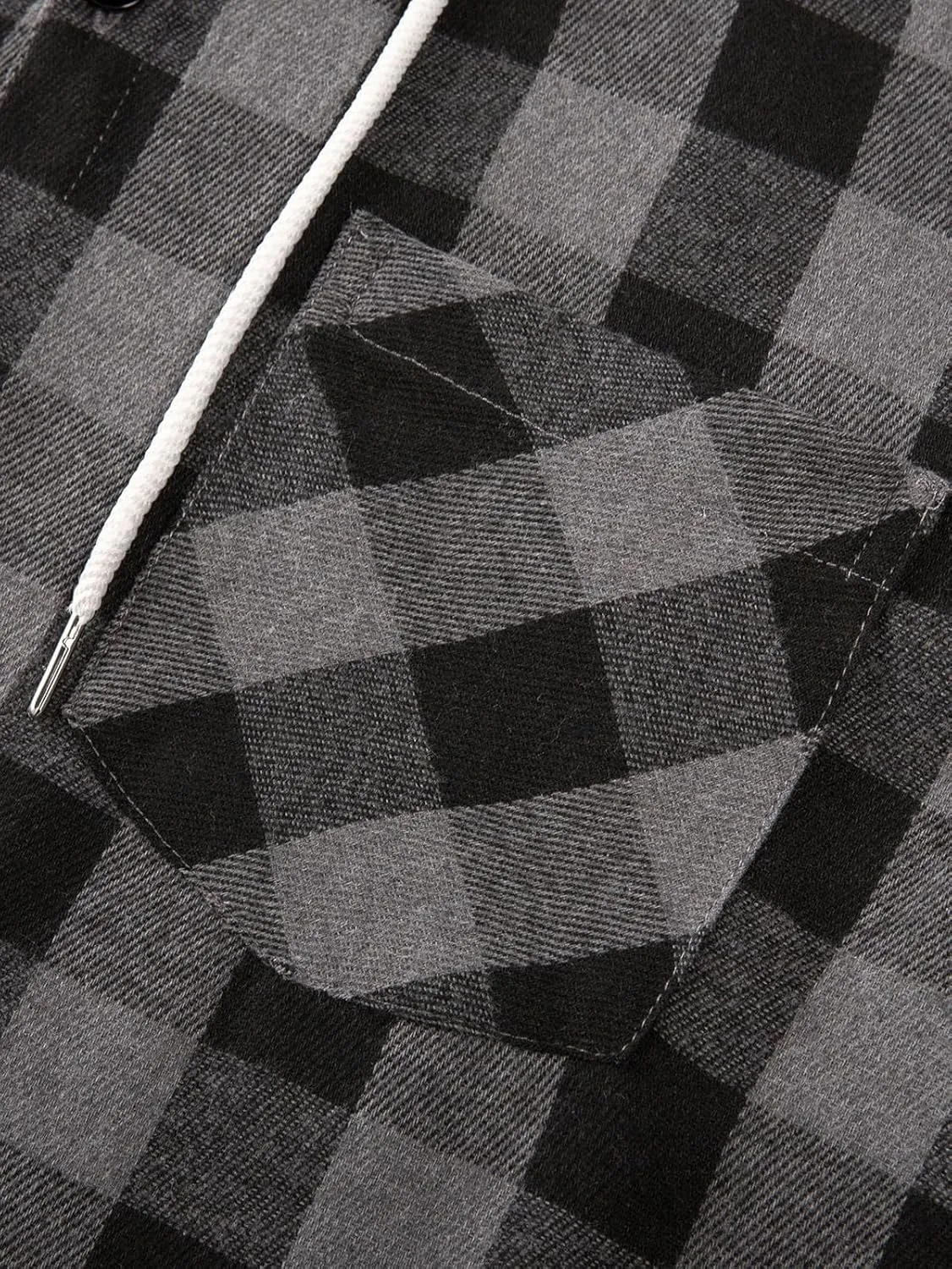 Flannel Hoodie for Mens Casual Long Sleeve Button Down Hooded Plaid Shirt Jacket Lightweight Fall Shacket Hoodies