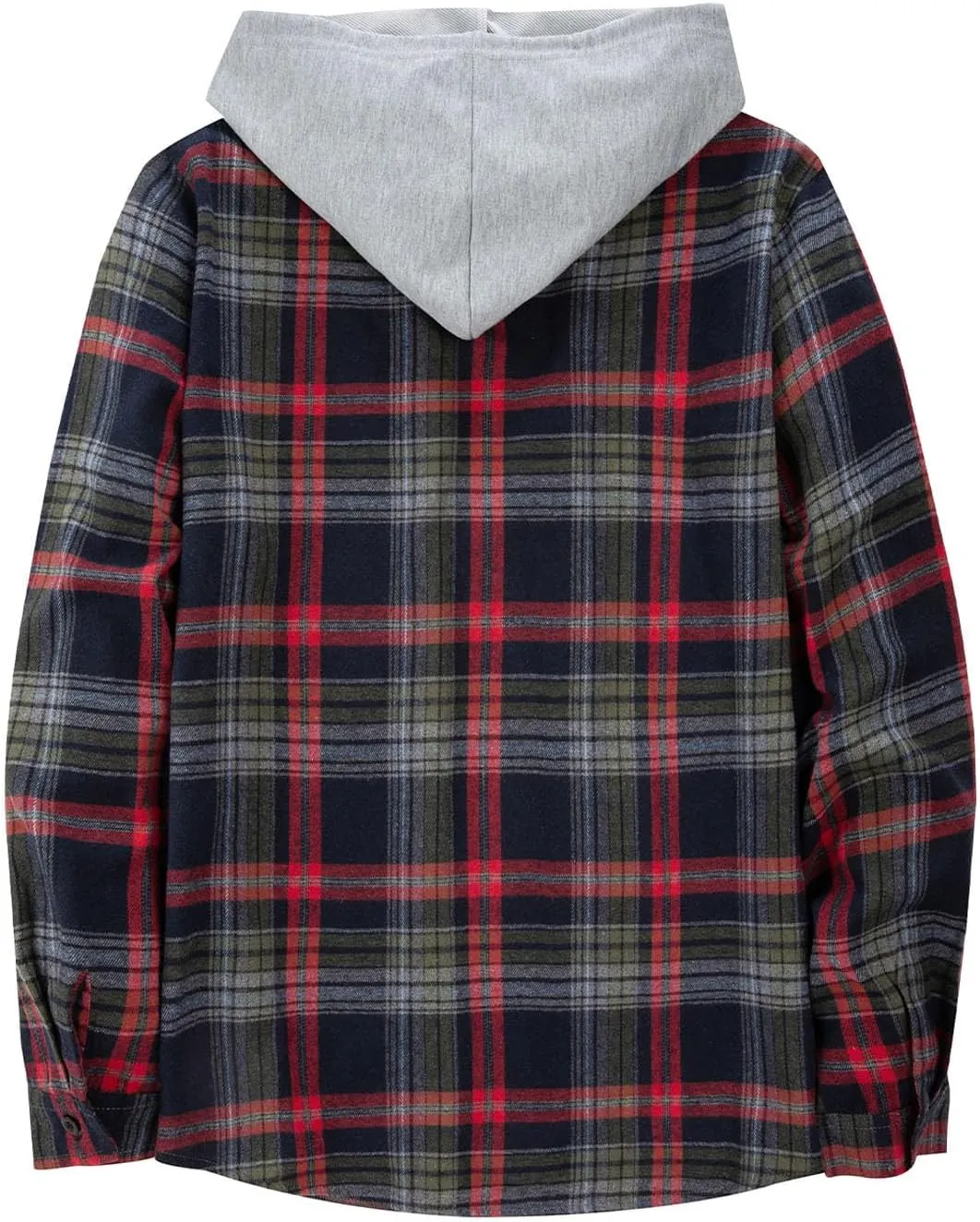 Flannel Hoodie for Mens Casual Long Sleeve Button Down Hooded Plaid Shirt Jacket Lightweight Fall Shacket Hoodies