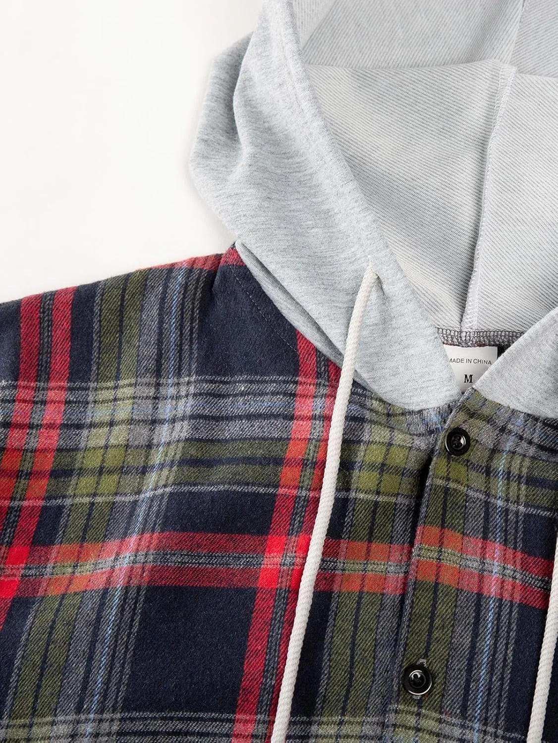 Flannel Hoodie for Mens Casual Long Sleeve Button Down Hooded Plaid Shirt Jacket Lightweight Fall Shacket Hoodies