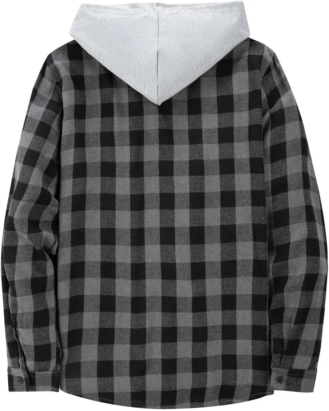 Flannel Hoodie for Mens Casual Long Sleeve Button Down Hooded Plaid Shirt Jacket Lightweight Fall Shacket Hoodies